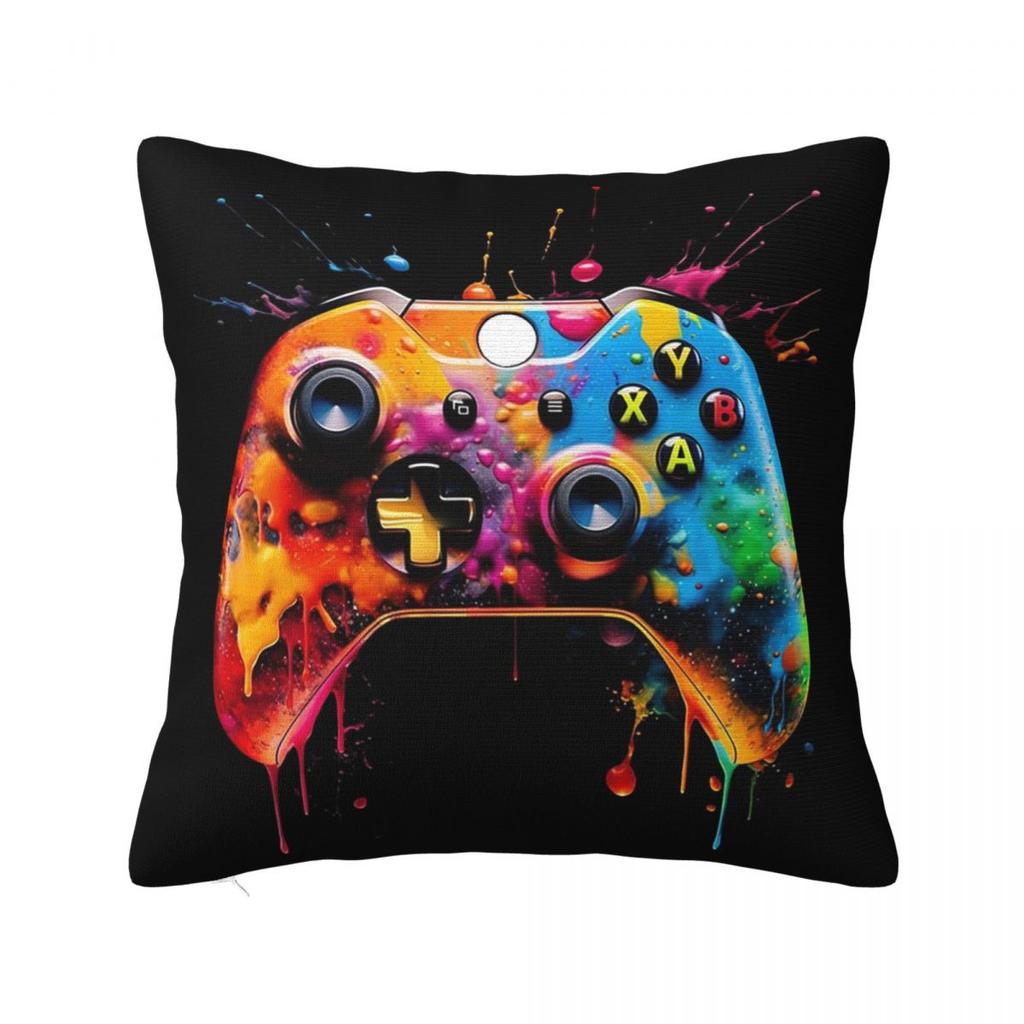 Colorful Watercolor Game Controller Square Pillowcase Cushion Cover Pillow Case Throw Pillow Cover for Home Sofa Living Room