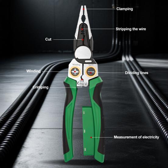 8-in-1 Wire Stripper with Voltage Tester Ergonomic Handle Portable Multi-function Electric Wire