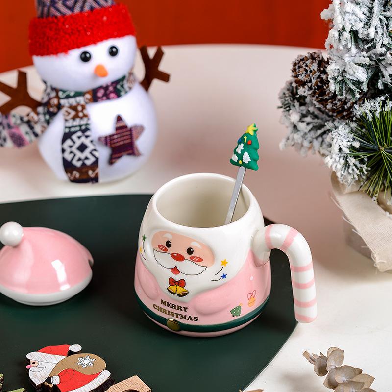 Creative Santa Claus Cup Cute High Beauty Ceramic Cup Large Capacity Holiday Gift Cartoon Ceramic Cup Christmas Gift 400ml