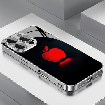 Rote Apfel-Silhouette Muster Galvanisierte Handyhülle Für Samsung Galaxy S26 S25 S24 S23 Ultra Plus FE Gehärtetes Glas Cover