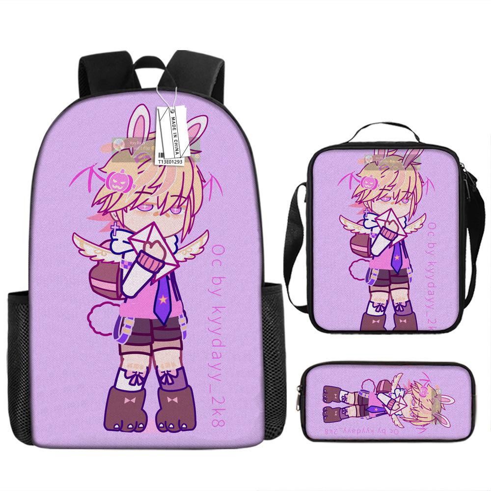 Klassiek Populair Grappig Nieuwigheid Schattig Gacha 3D Geprint 3 stuks/Set leerling Schooltassen Laptop Dagrugzak Rugzak Lunchtas Etui
