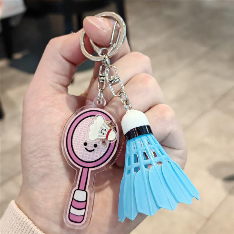 Rotating Badminton Racket Keychain: Cute Woven Pendant & Hand Rope Ornament - Perfect New Year Gift