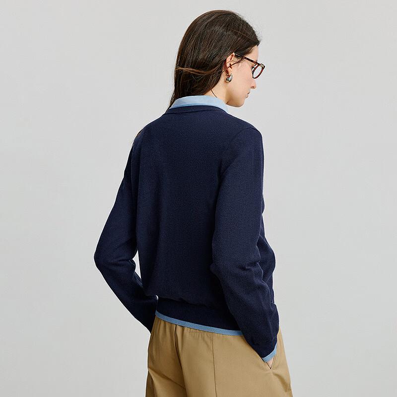 Chuyu Women's Embroidered Color-Block Knit Cardigan