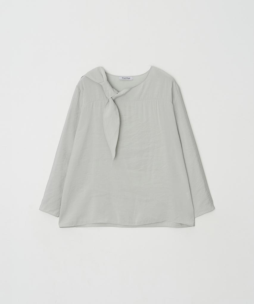 Meojiaenminggeul Soft Knot Tie Blouse (Mint Gray)