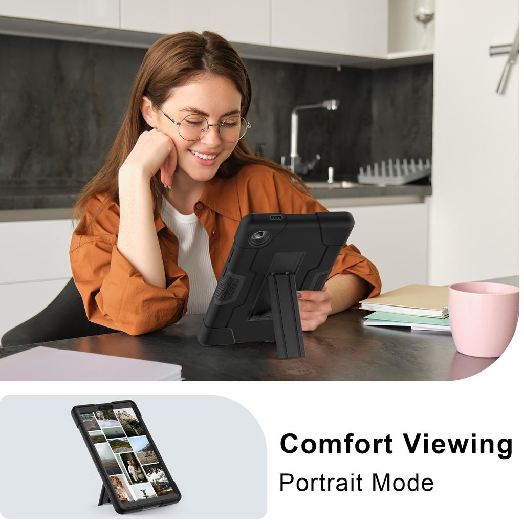 Kickstand Tablet Case For Lenovo Tab One (K9) 2025 8.7inch Model TB305FU PC-Silicone 3-Layers Rugged Heavy Duty Cover Shockproof