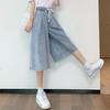Plus Size High-Waisted Denim Capris - Summer Thin, Loose, Wide-Leg Mid-Length Pants (Fits Up to 200 Jin)