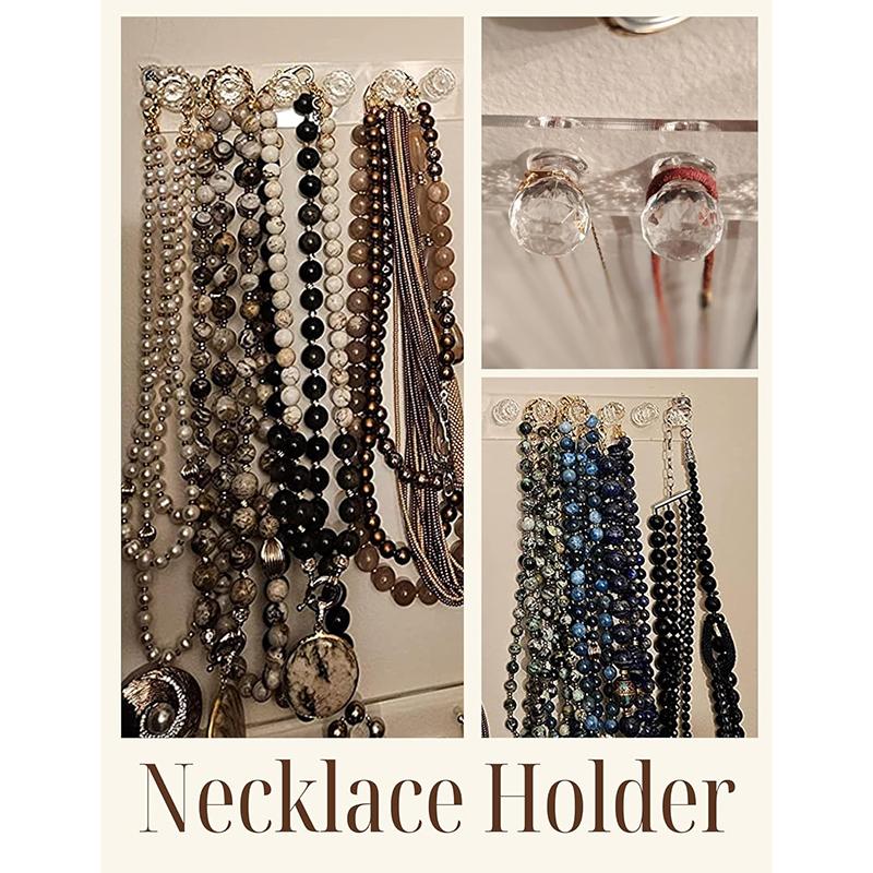 Necklace Holder, Acrylic Hanger, Wall Mont Organizer, Jewelry Hooks for Necklaces, Bracelets, Chains