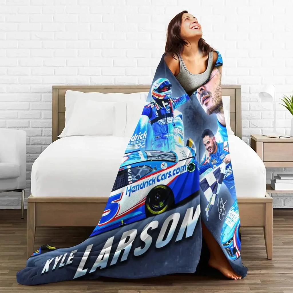 Kyle Larson 5 All Season Fleece Blanket Throw Ultra Soft Flannel Blanket Digital Printed Premium Fluffy Microfiber Fleece