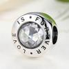 Love is Clear CZ 925 Sterling Silver Charms Pandora European Bracelets Compatible Forever,