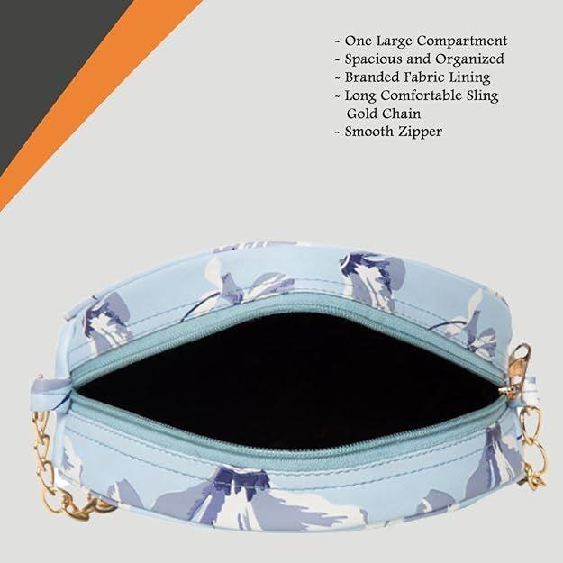 Women Girls Floral Print Round Sling Bag