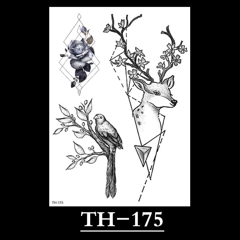 Flower Arm Tattoo Sticker, Half Arm Waterproof Tattoo Sticker, Sketch Line Tattoo Sticker Tattoo