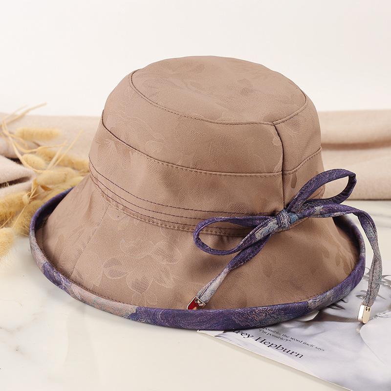 Spring and Summer Thin Breathable Bow Visor Women's Outdoor Leisure Sunscreen Fashion Versatile Crimped Bucket Hat Basin Hat