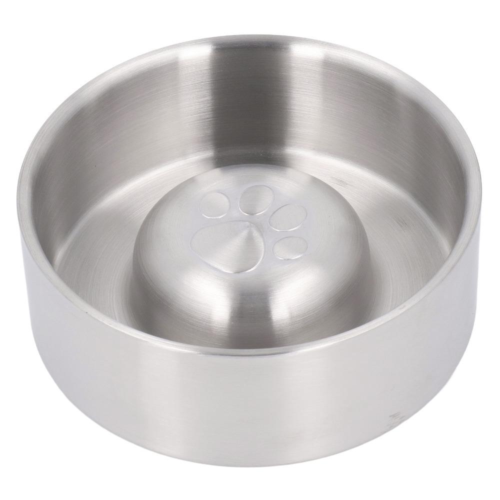 304 Metal Material Dog Bowl Large Capacity Anti-Slip Bottom Slow Feeder Bowl Double Layer Round Shape Anti-Slip Pet Bowl
