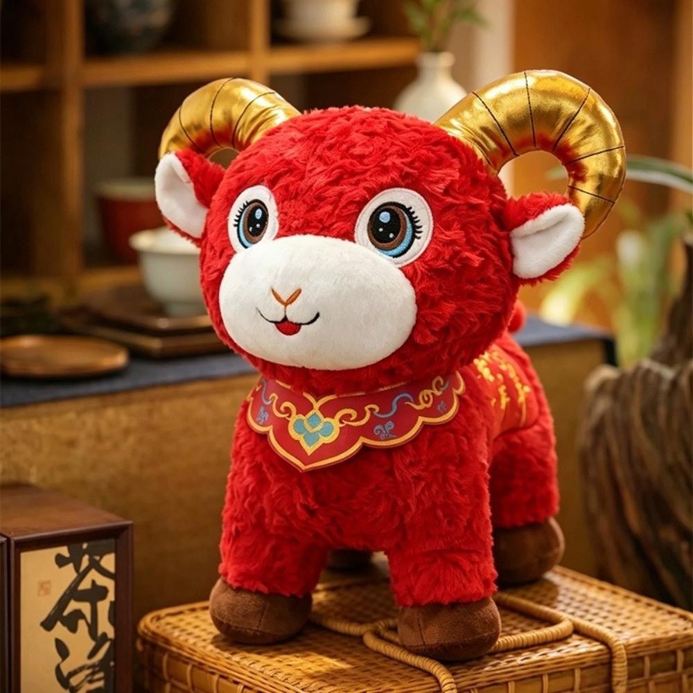 Soft Plush Mascot Doll Spring Festival Decor Stuffed Animal Cute Year of the Sheep Mascot Gift