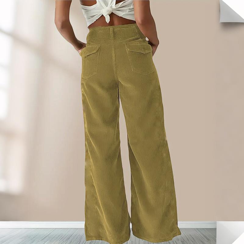 Women Autumn Winter Wardrobe Staple Versatile Draped Cotton High-Waisted Straight-leg Pants