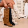 European and American style pointed high-heeled trouser boots women's winter 2025 new suede mid-tube boots thick-heeled sleeve boots