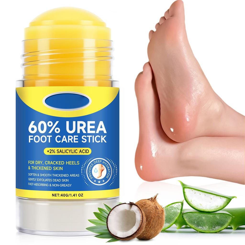 Krem for fotpleie med urea, Fuktighetsgivende og eksfolierende fotpleiestift, Mot tørrhet og sprekker, Ikke-fettete 40g