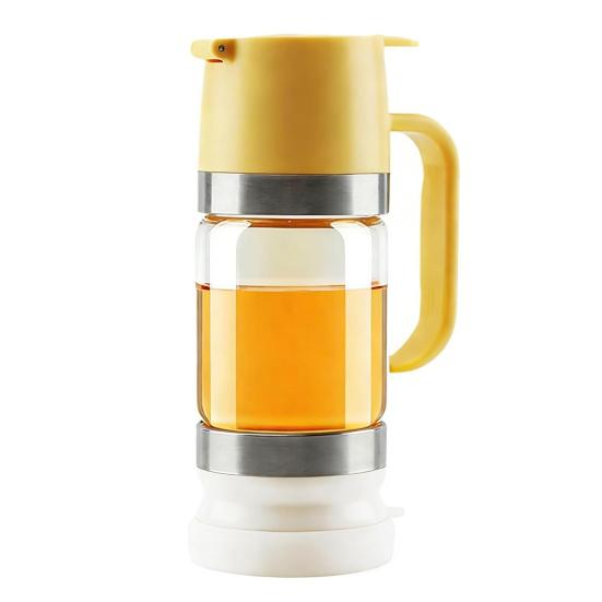 Бутылка-дозатор для меда, емкость для сиропа и соуса с носиком без подтеков, пластиковая бутылка-лейка для меда без BPA для кухни, кофейни, барбекю 300ML жёлтый