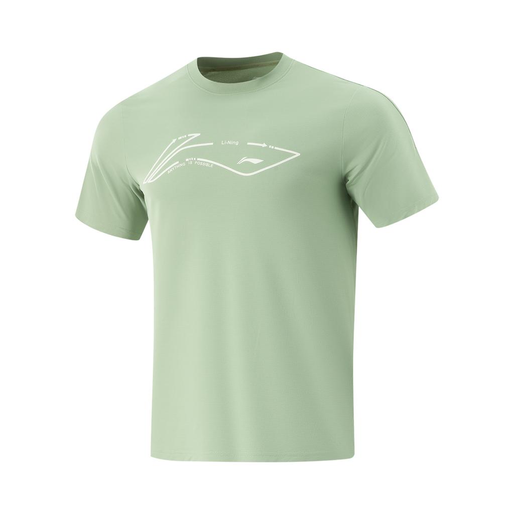 Li Ning Herbal Tea T Comfortable Simple Round Neck Pullover Casual Sports Short Sleeve T-Shirt Men T-Shirts Bean-Green ATSV267-7