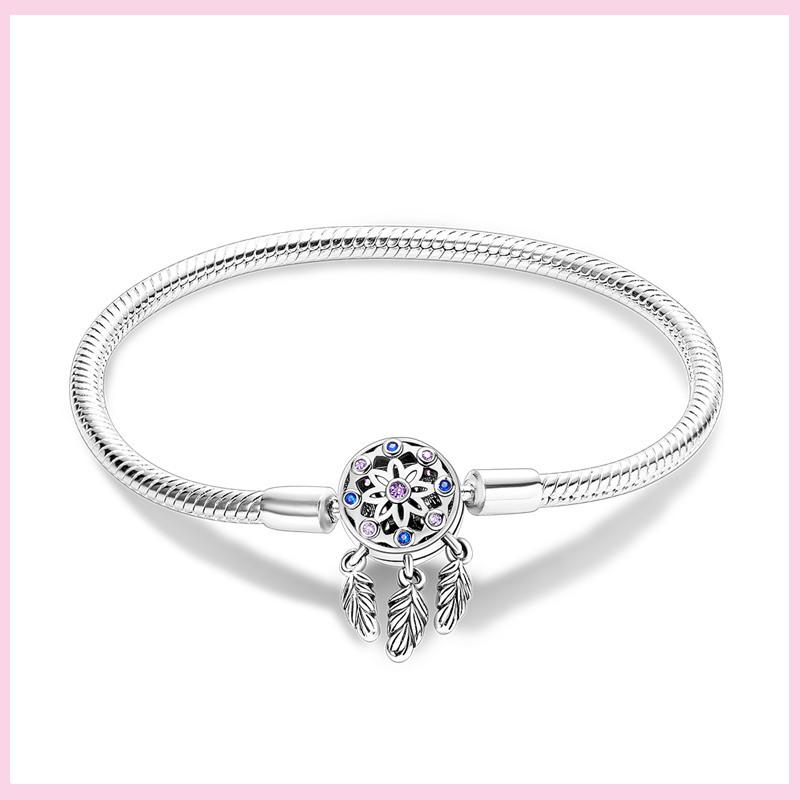 925 Sterling Silver Bracelet Star Moon Blue Eyes Zircon Heart Safety Chain Bracelets Snake Bone Chain Fit DIY Charms Jewelry