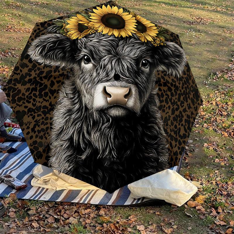 1PC Cow Sunflower Umbrella-8-Rib Reinforced, Automatic Open, Lightweight & Durable, Cute Fashion Accessory for Outdoor-P28