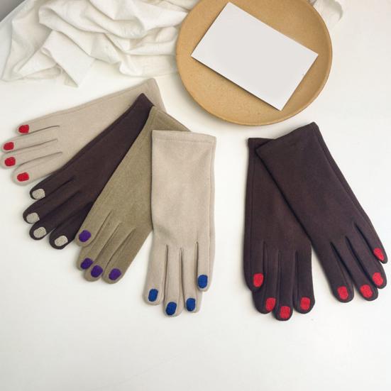 Women Warm Gloves Winter Touchscreen Gloves with Colored Nails Windproof Thermal Gloves for Running Errands Cycling Driving