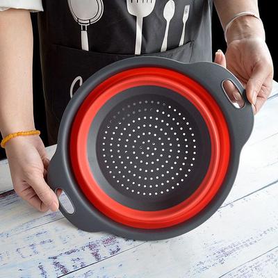 Adjustable Silicone Telescopic Folding Drain Basket for Vegetables