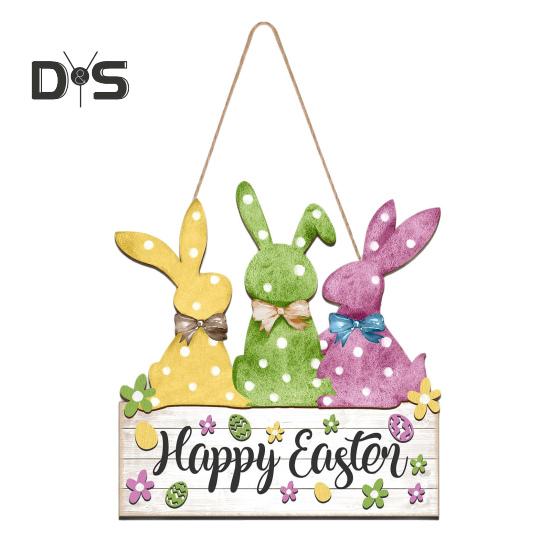 

Пасхальный приветственный дверной знак с изображением гнома, кролика, цветка, яйца, дверной подвесной знак, вешалка для входной двери, деревянная декоративная настенная табличка с изображением весеннего праздника E