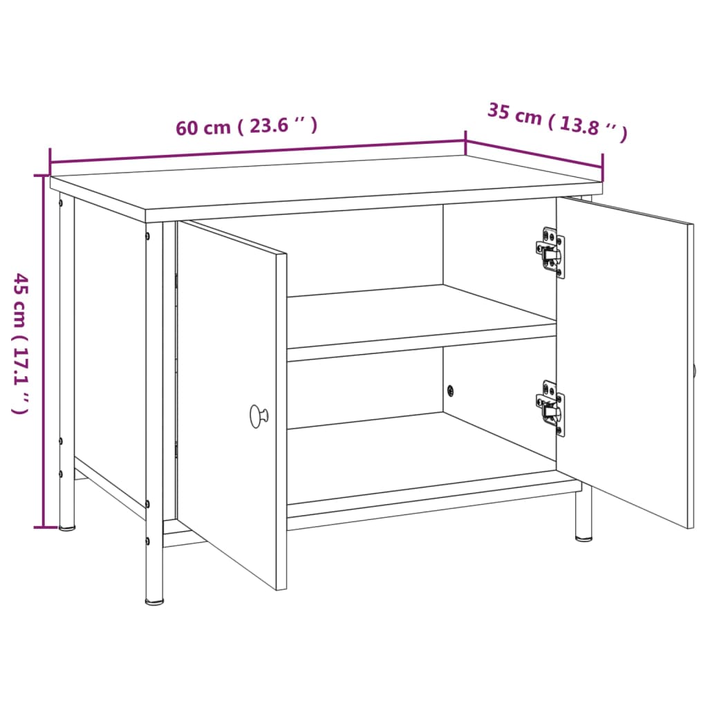 TV Cabinet with Doors Smoked Oak Finish 60 x 35 x 45 cm Engineered Wood