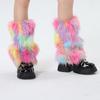 Damen Mädchen Japanisch Vintage Bunt Plüsch Beinstulpen Ästhetisch Punk Flauschig Verdickt Stiefelgamaschen Beinwärmer Lange Socken