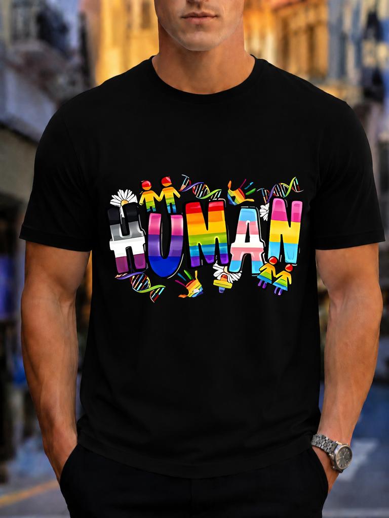 2026 New Pure Cotton T Shirt Multihuunisex Rainbow Graphic Unisexs Basic Top Casual Short