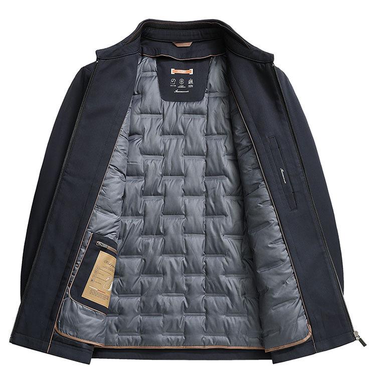 Men's Luxury Lightweight Down Jacket - Winter White Lapel Design