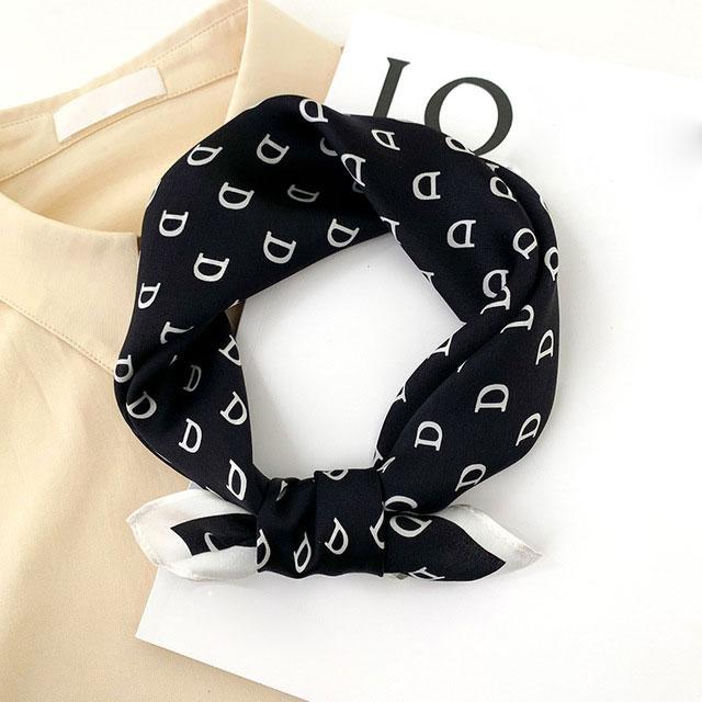 100% Pure Silk Scarf Women Neck Hair Band Foulard Square Small Headband  Fashion Print Neckerchief Scarves Bandana 53*53cm