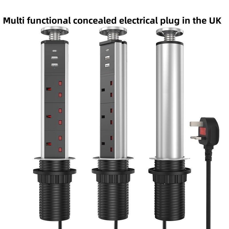 Multi Functional Concealed Electrical Plug Office Desktop Pop up Power Socket Intelligent Lifting Invisible USB Socket