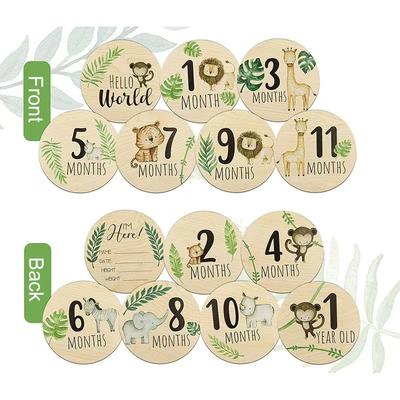 7Pcs Newborn Photography Props Wooden Monthly Milestone Card Baby Shower Present For Young Boys Girls Pregnancy Growth Announcement Cards