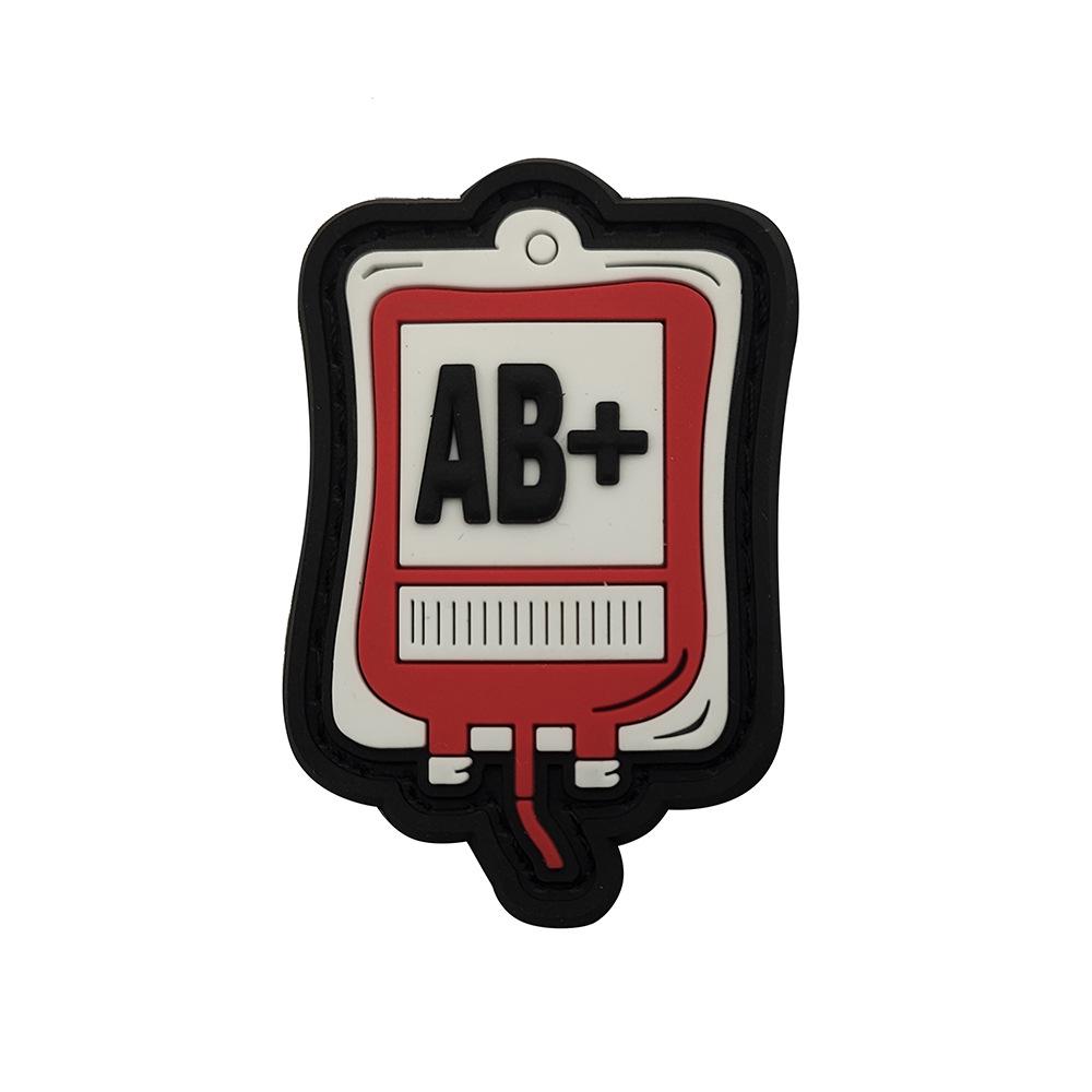 

Blood Bag-Themed PVC Rubber Backpack Patch with A+/B+/AB+/O+ Velcro Badges