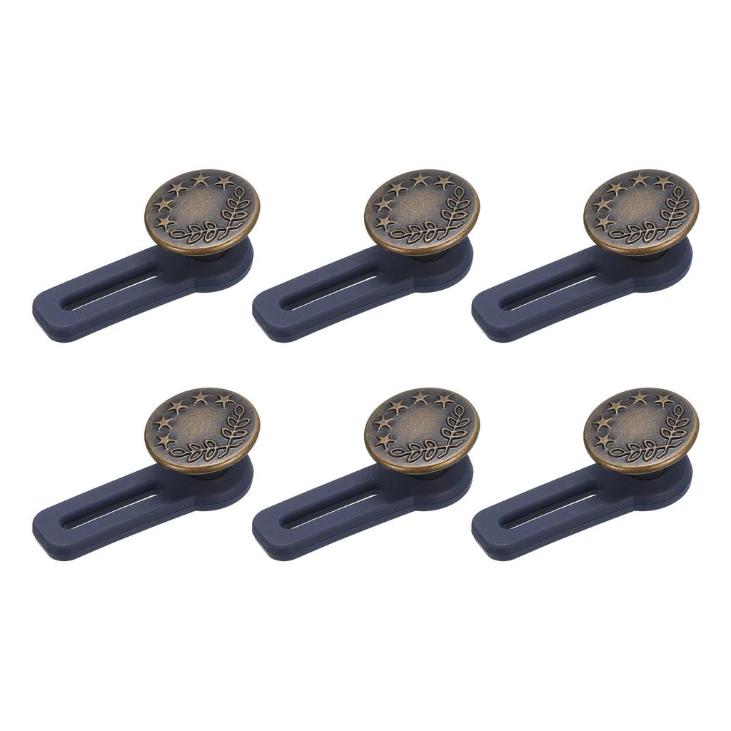 6pcs Button Extenders Alloy & Silicone Pants Waist Extension No-Sew Extend Buttons for Women Men's Pants Jeans Skirts1.38"