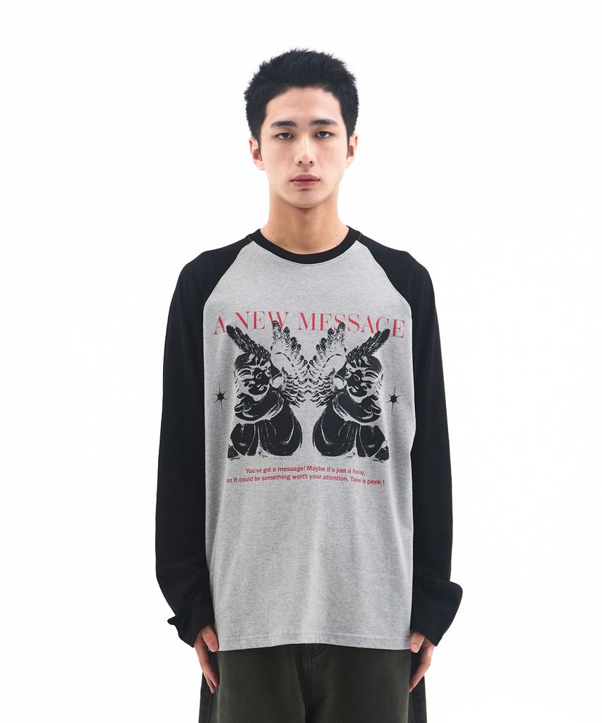 AMES-WORLDWIDE Angel Raglan Longsleeve Tee Gray