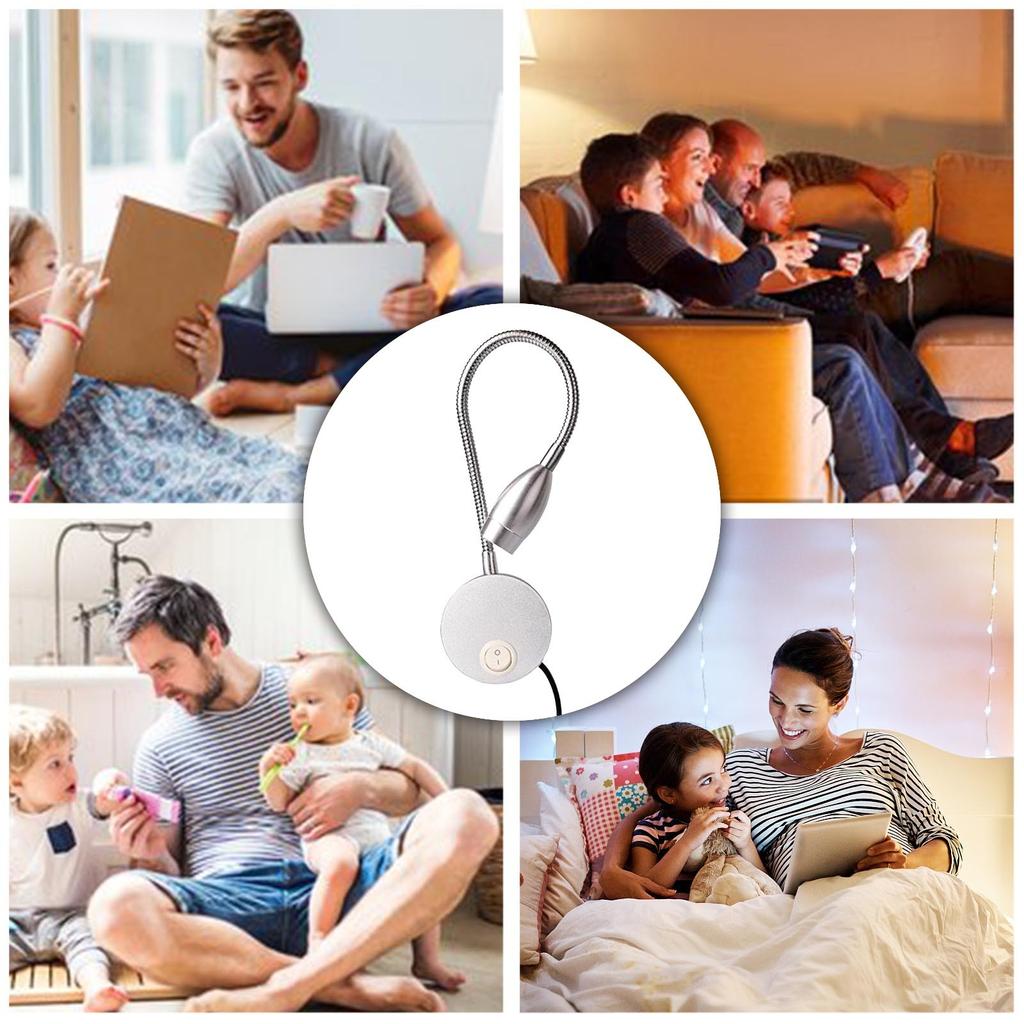 Bedside Reading Light, Minimalist LED Bed Reading Lamp Dimmable Headboard