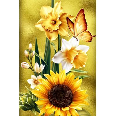 Butterfly and Sunflower DIY 5D Diamond Painting Cross Stitch Full Drill Crystal Rhinestone Embroidery Pictures Arts Craft for Home Wall Decor Gift