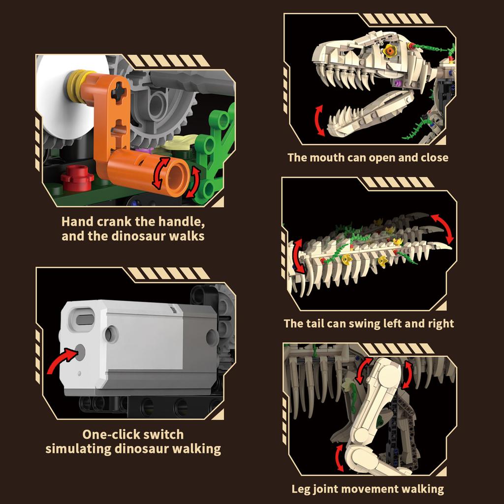 Motorized Dinosaur Building Blocks Jurassic DIY Model STEM Educational Construction Toy Boys Kids Birthday Xmas Gift