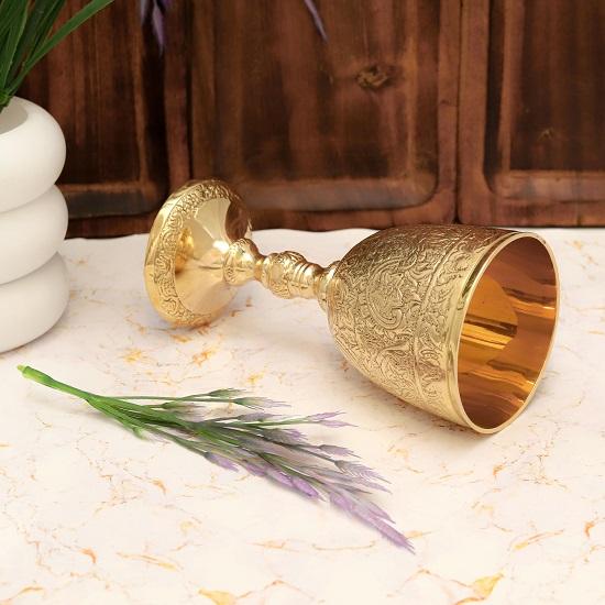Handmade Brass Communion Cup Birthday Anniversary Royal Gothic Chalice Goblet Gift For Wife, Husband, Son, Wedding With Velvet Gift Box