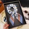 2025 Women Summer New Luxury Fashion Chain Pattern Silk Scarf Soft Hairband Neckerchief Tie Female Headband Foulard 70*70cm
