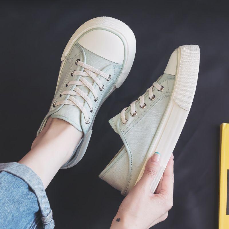 Mango head two wear elastic band canvas shoes women 2025 new lazy board shoes half drag white shoes women summer thin