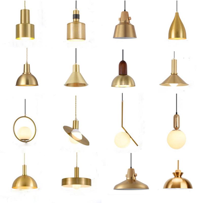 Nordic Gold Single Pendant Light for Bedroom, Bar, Café, or Shop