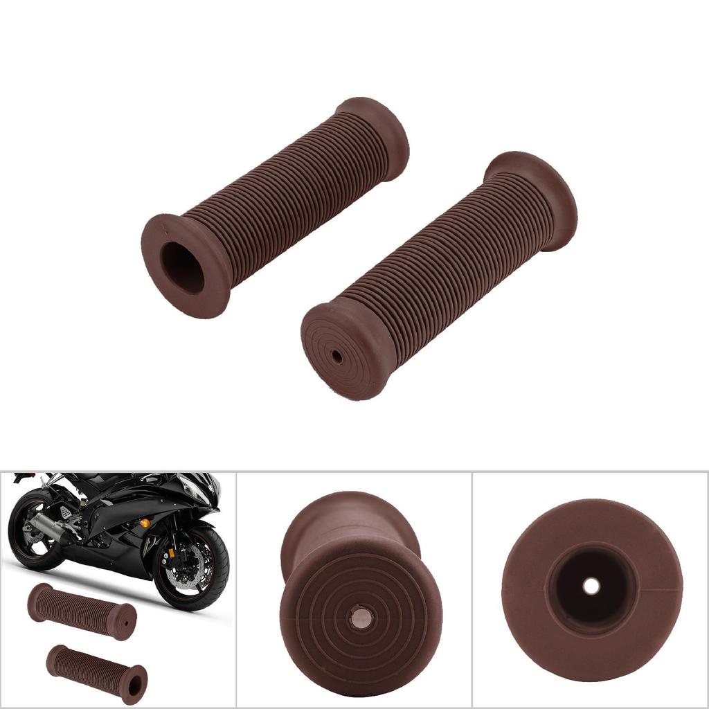 2Pcs 22mm Universal Vintage Motorcycle Handlebar Grips Throttle Handle Bar Ends (Red Brown)