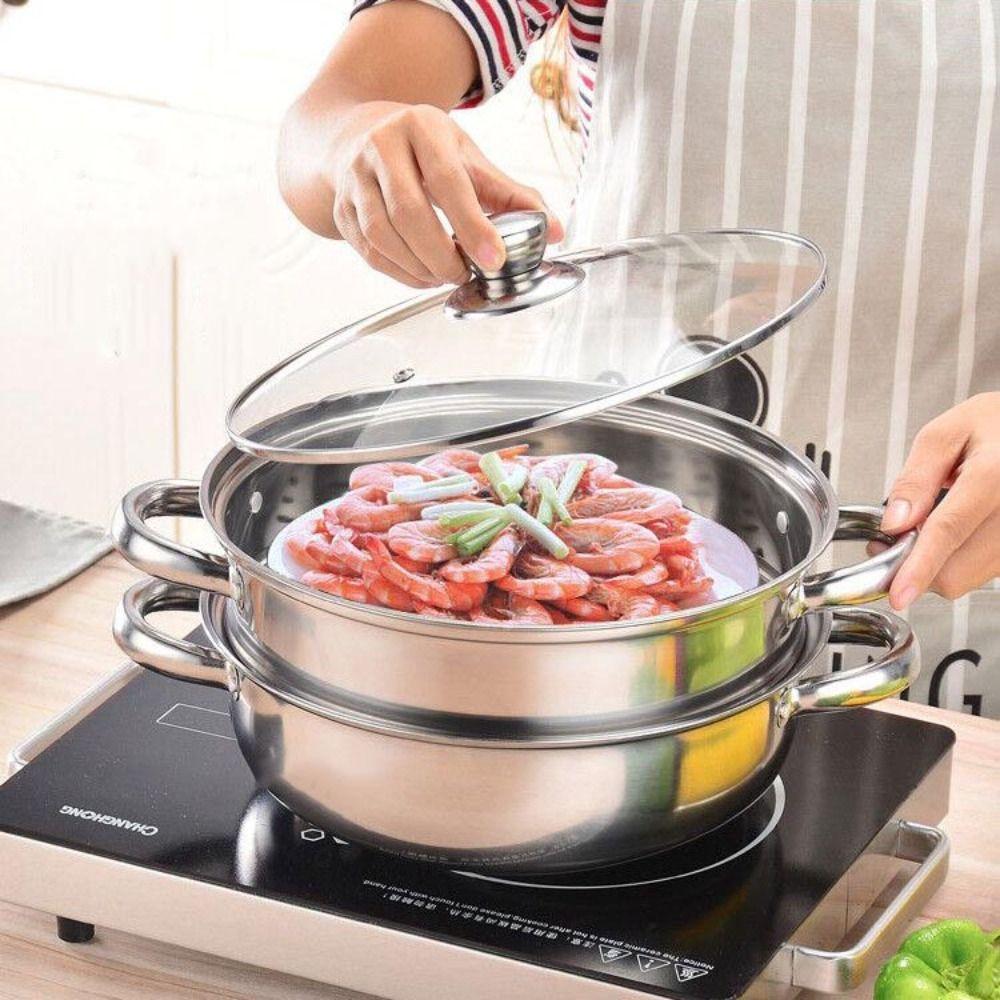 Thickened Steamer Pot Stainless Steel Cooking Pot Durable Noodles Pot  Kitchen Cookware