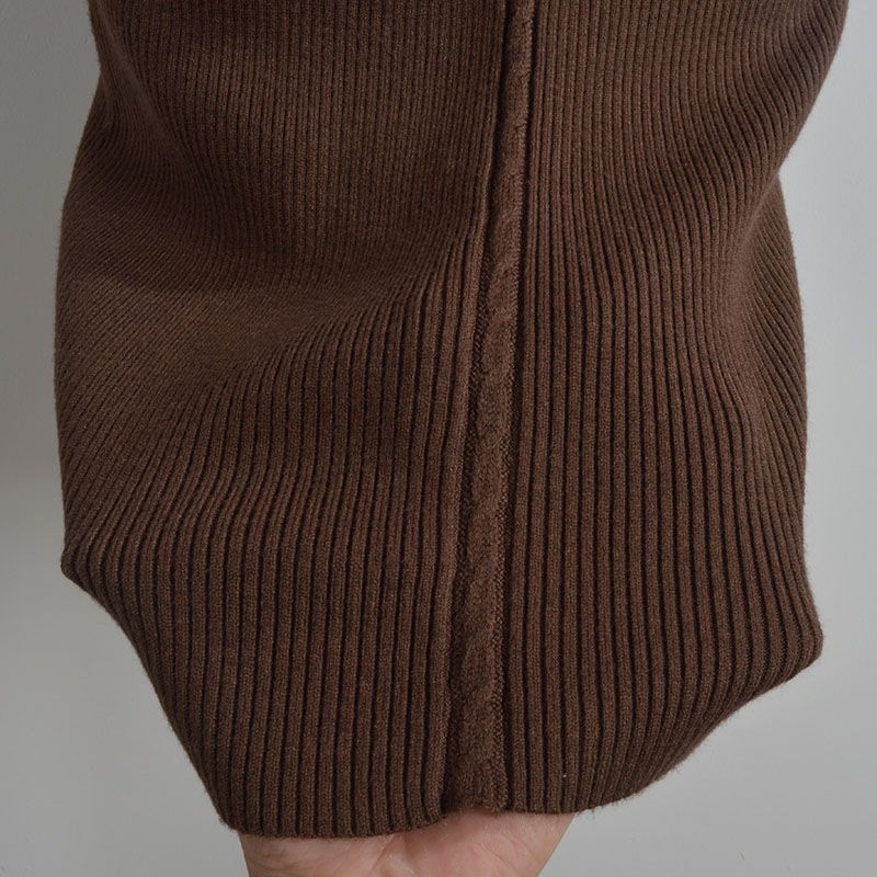 French Style New Arrival Pure Color V-neck Flared Sleeves Knitting Dress Women's Clothing Spring & Fall Winter Silm Slim Looking Bodycon Dress