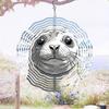 2D Metal Wind Turbine Decor – Glacier Seal Pattern Design, Outdoor Garden & Terrace Ornament for Courtyards, Balconies