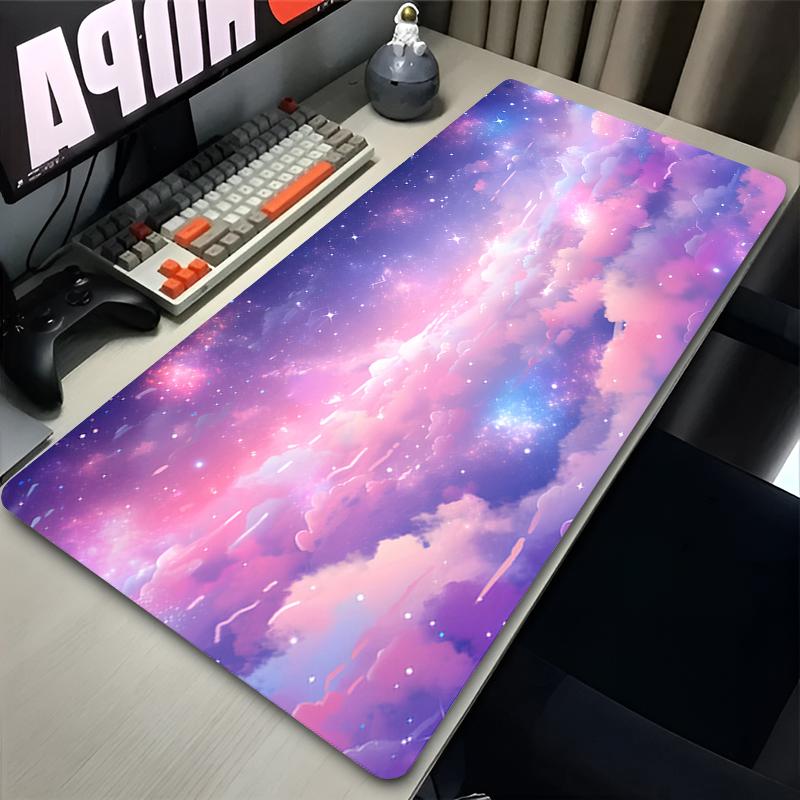 Mouse Pad Gaming Mouse Pad Pink Purple Sky Clouds Desk Mat Moon Star Nonslip PC Laptop Gamer Desk Accessories Table Pad Carpet